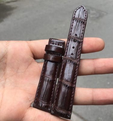 Dây đồng hồ da cá sấu Việt Nam - Nâu đậm ND02
